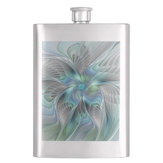 Cantil Abstrato Azul Borboleta Verde Fantasia Arte Fracta (Frente)