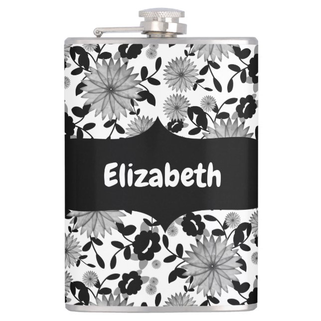 Cantil Abstrato Black White Cinza Flask Designer (Frente)