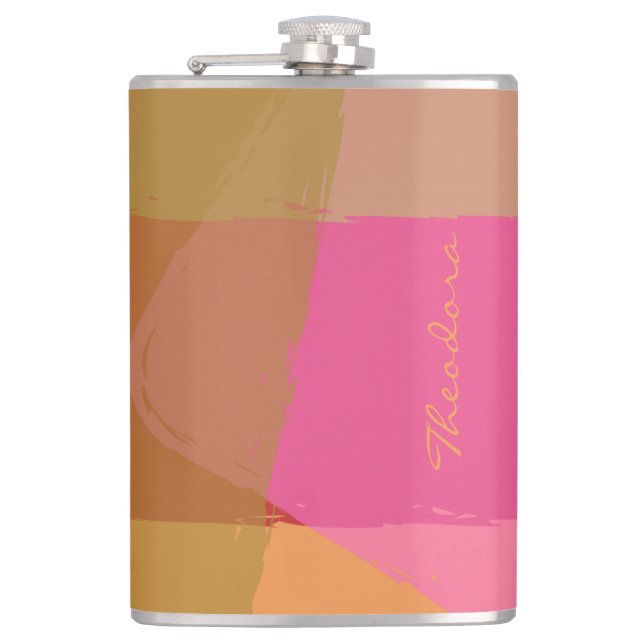 Cantil Abstrato cor-de-laranja rosa bege Dourado chic (Frente)