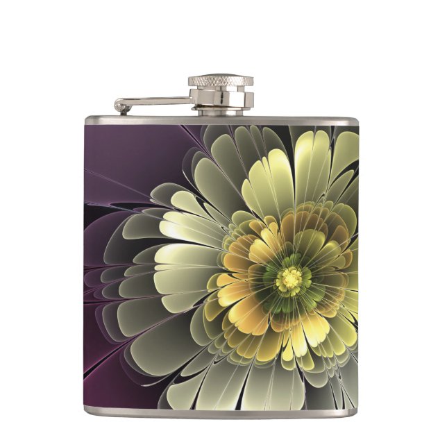 Cantil Abstrato Modern Purpur Khaki Cinza Flor Fractal (Frente)