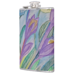 Cantil Abstrato Primavera Crocus Vinyl Wrapper Flask
