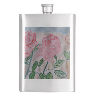 Cantil Abstrato Rosas De Verão, Vinyl Classic Hip Flask