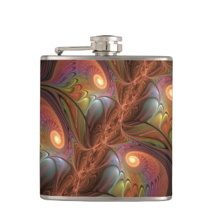 Cantil Abstrato Trippy Marrom Fluorescente Colorido Fract