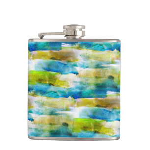 Cantil abstrato verde aquarela, azul