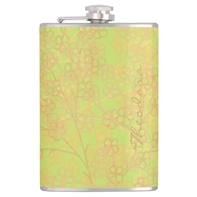 Cantil Abstrato Verde Elegante Dourado Floral (Frente)