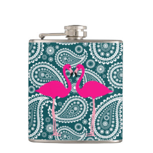 Cantil Adoráveis Flamingos-Paisley Azul Turquesa e Branco