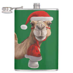 Cantil Adorável Camelo Fofo Vestindo Chapéu de Papai Noel