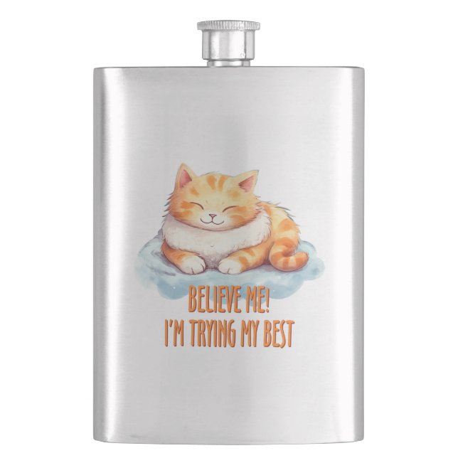 Cantil Adorável Laranja Tabby Cat. Estou tentando o meu m (Frente)