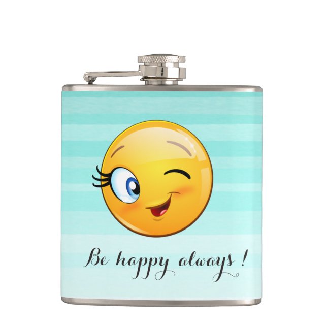 Cantil Adorável rosto de emoji piscando - seja feliz semp (Frente)