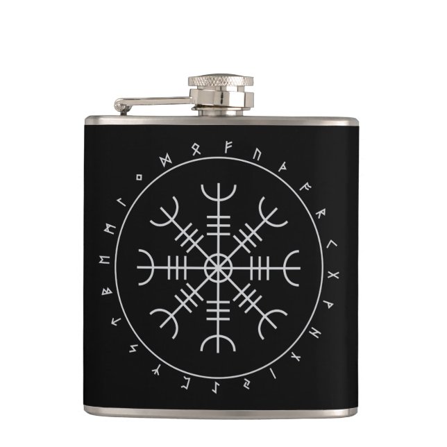 Cantil Aegishjalmr Runes Flask (Vinyl Wrapped) (Frente)