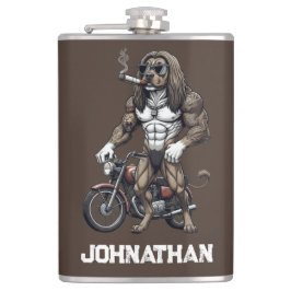 Cantil Afghan Hound Dog, muscular, tattooed, bodybuilder