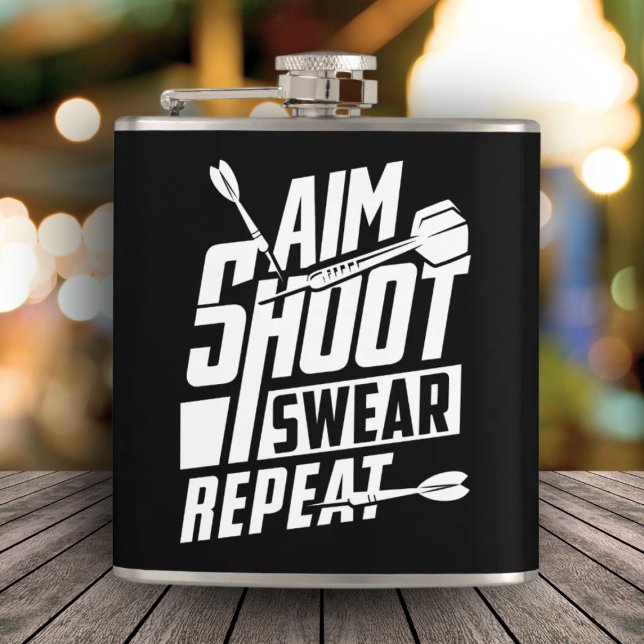 Cantil Aim Shoot Swear Repete Engraçado Dart Flask 6 oz. (Criador carregado)