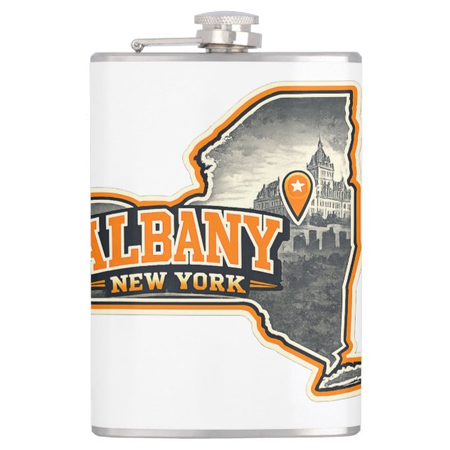 Cantil Albany New York State Outline Map Label Design (Frente)