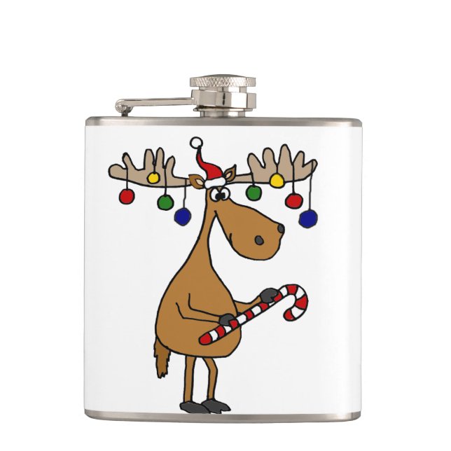 Cantil Alces engraçados do Natal com ornamento (Frente)