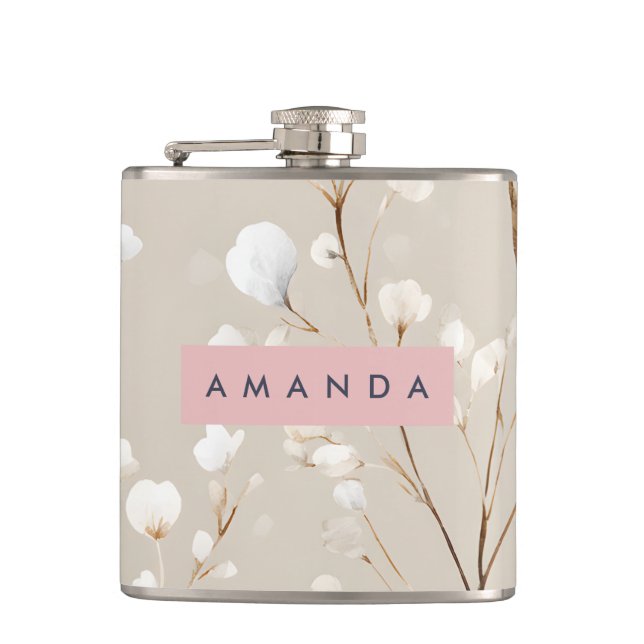 Cantil Algodão Florido Neutro Elegante Personalizado (Frente)