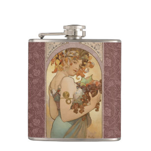 Cantil Alphonse Mucha Fruta Art Nouveau Vintage Donzela