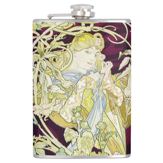 Cantil Alphonse Mucha Mulher com Margarida Art Nouveau Ar (Frente)