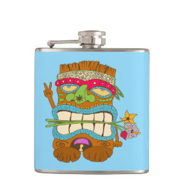 Cantil Amante da Paz Tiki, Hippie Floral, Azul Divertido