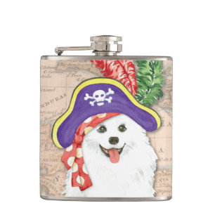 Cantil American Eskimo Dog Pirate Hip Flask