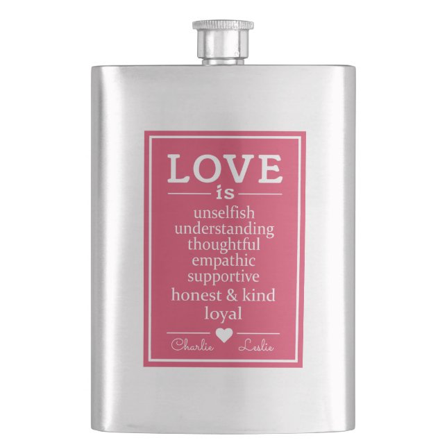 Cantil Amor é... Frasco de nomes personalizados (Frente)