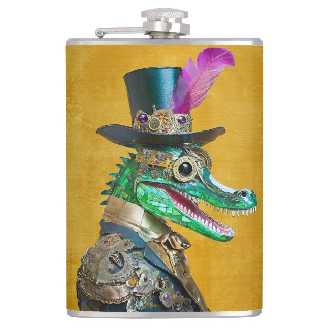 Cantil Animal de festa Steampunk do Mardi Gras Jacaré (Frente)