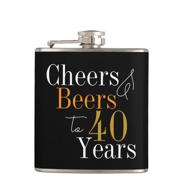 Cantil aniversário de 40 anos Cheers e Beers Black Dourad (Frente)