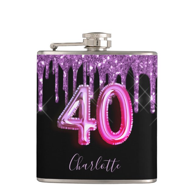 Cantil aniversário de 40 anos preto roxo roxo roxo guiado (Frente)