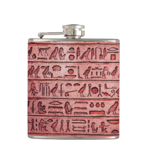 Cantil Antigos Hieróglifos Egípcios, Red Hip Flask