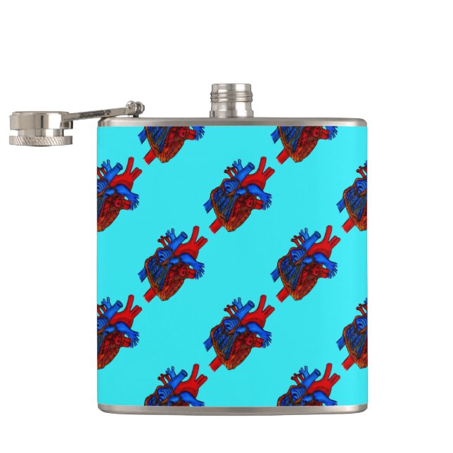 Cantil Aqua Anatomical Heart Patterned Vinyl Flask (Aberto)