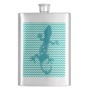 Cantil Aqua Lizard Aqua White Chevron Strik Flask