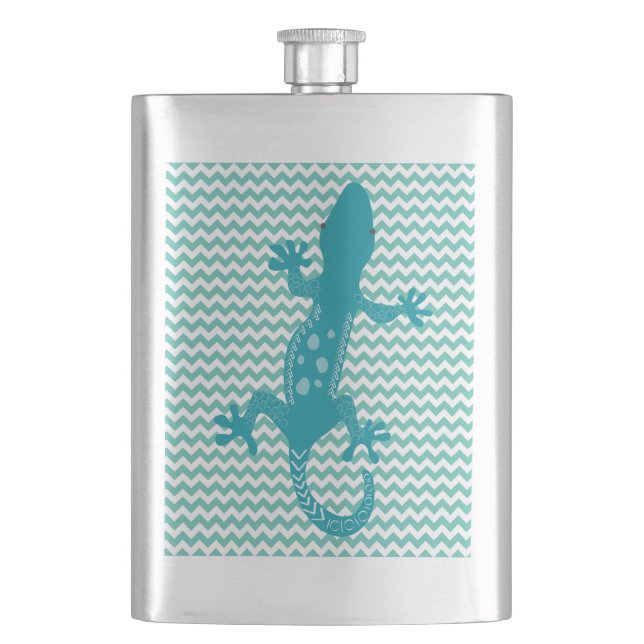 Cantil Aqua Lizard Aqua White Chevron Strik Flask (Frente)