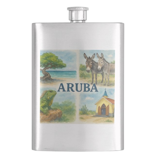 Cantil Aquarela multivista de Aruba (Frente)