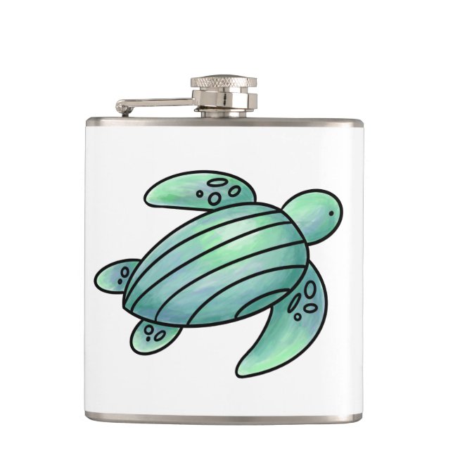 Cantil aquarela pintada de tartaruga-do-mar azul (Frente)