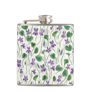 Cantil Aquarela violetas em branco fosco
