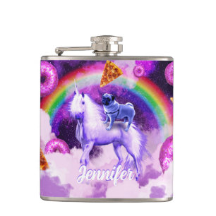 Cantil Arco-íris no espaço montando um unicórnio