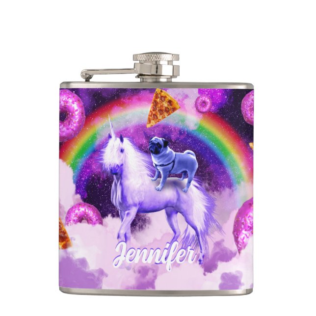 Cantil Arco-íris no espaço montando um unicórnio (Frente)