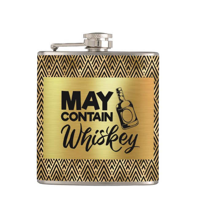 Cantil Art Deco Black & Dourado - May Contain Whiskey (Frente)