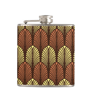 Cantil Art Deco Feather Patterno, Castanho Escuro e Rusta
