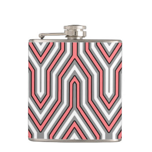 Cantil Art Deco Geométrico - coral, cinza e branco