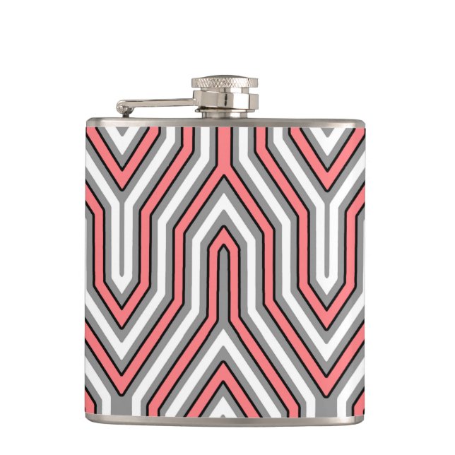Cantil Art Deco Geométrico - coral, cinza e branco (Frente)
