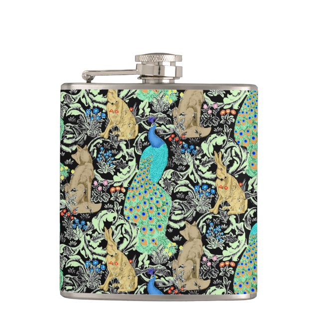 Cantil Art Nouveau Peacock Impressão, Turquesa e Neutros (Frente)