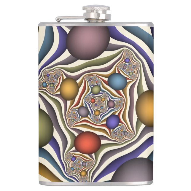 Cantil Arte abstrata fractal moderna colorida voadora (Frente)