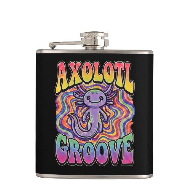 Cantil Arte de Chuva de Cores Retro Groovy Hippie Axolote (Frente)