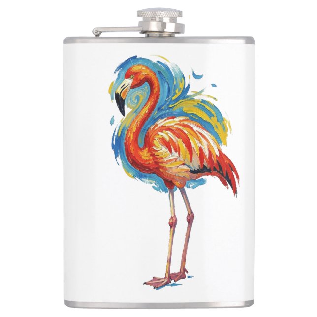 Cantil Arte de Pássaro com Pincelada Abstrata de Flamingo (Frente)