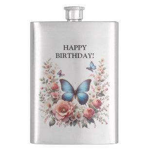 Cantil Arte Floral de Borboleta Azul Personalizável-96279