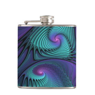 Cantil Arte Fractal Abstrata Moderna Roxo Encontra Turque