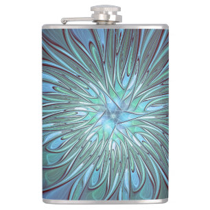 Cantil Arte Fractal de Flor Azul Moderno, Abstrato Trendy