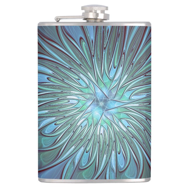 Cantil Arte Fractal de Flor Azul Moderno, Abstrato Trendy (Frente)