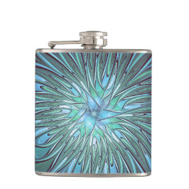 Cantil Arte Fractal de Flor Azul Moderno, Abstrato Trendy