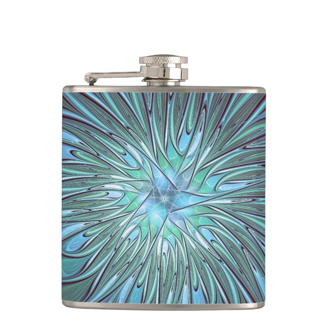 Cantil Arte Fractal de Flor Azul Moderno, Abstrato Trendy (Frente)